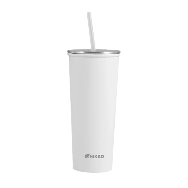 NIKKO แก้วน้ําสเตนเลส พร้อมหลอด 0.63 ลิตร (NK-TW- BK063) ขาวNK-BK063W