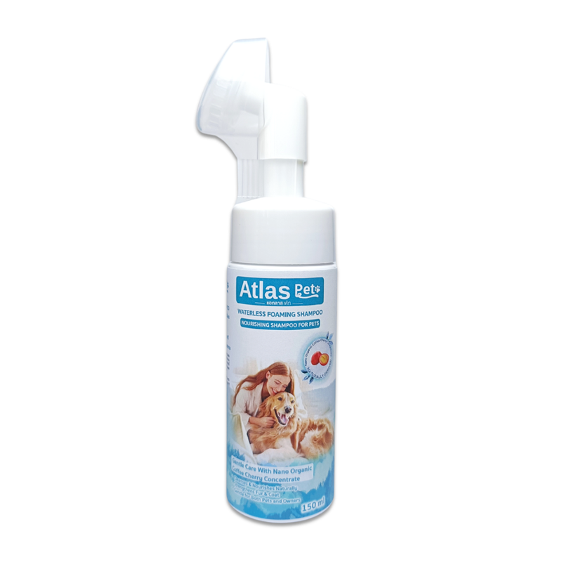 ATLAS PET WATERLESS FOAMING SHAMPOO WITH FRUITTY SCENTED 2% (BRUSH) 150ml.
