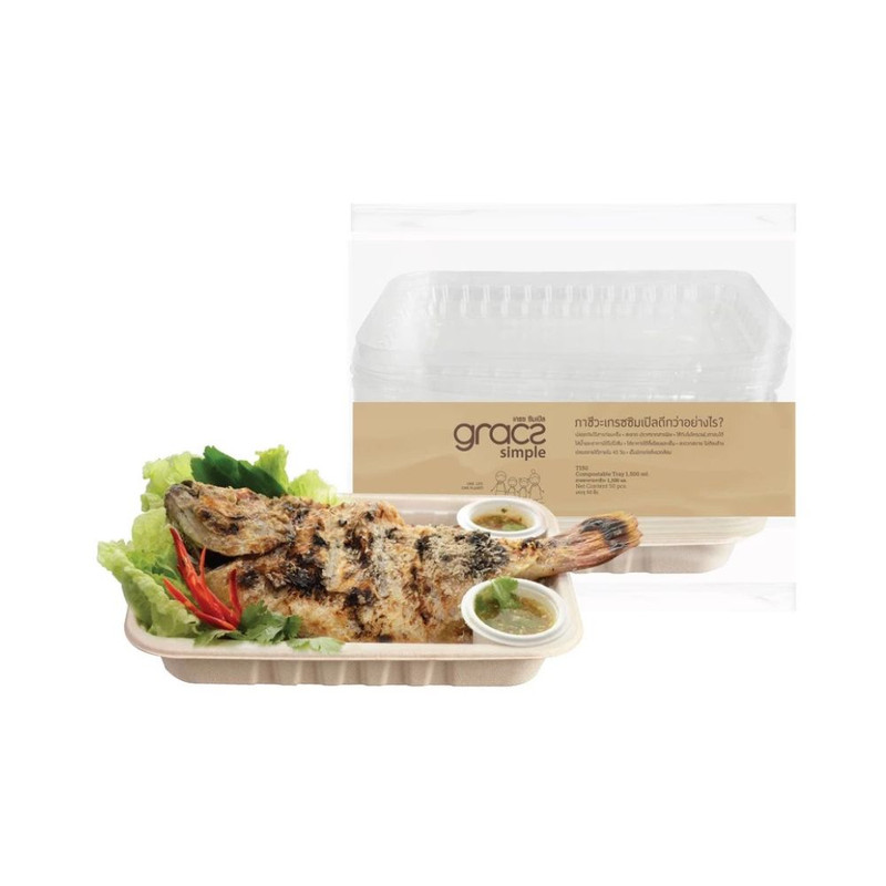 GRACZ กล่องอาหาร พร้อมฝาใส 1,500 มล. รุ่น T151 (แพ็ก 25 ชุด) (เกรซ ซิมเปิล) กล่องใส่อาหาร เข้าเวฟได้