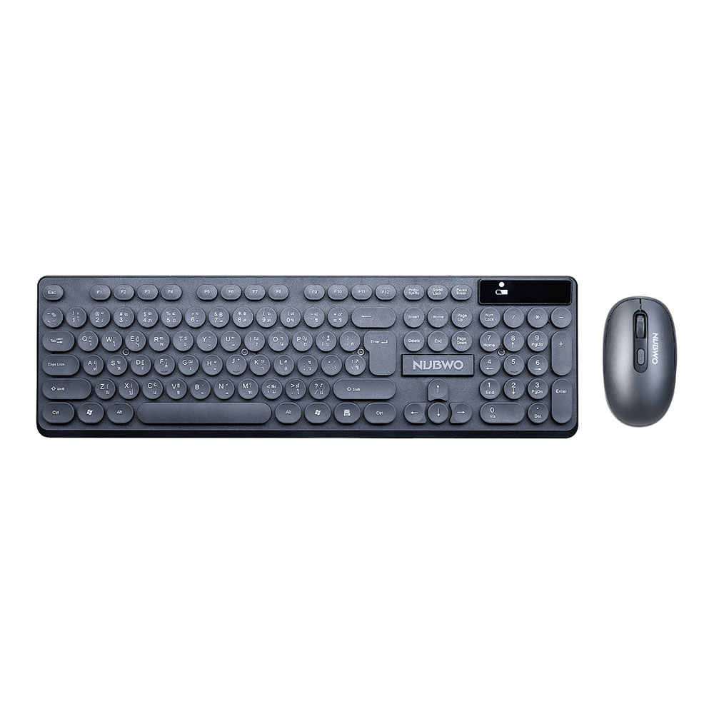 NUBWO KEYBOARD & MOUSE WIRELESS (คีย์บอร์ดและเมาส์ไร้สาย) NKM636 - COMBO SET BLACK