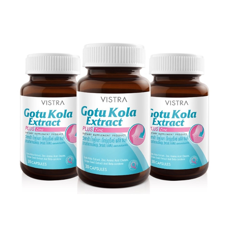 VISTRA Dietary Supplement Gotu Kola Extract Plus Zinc 30 Capsules x 3