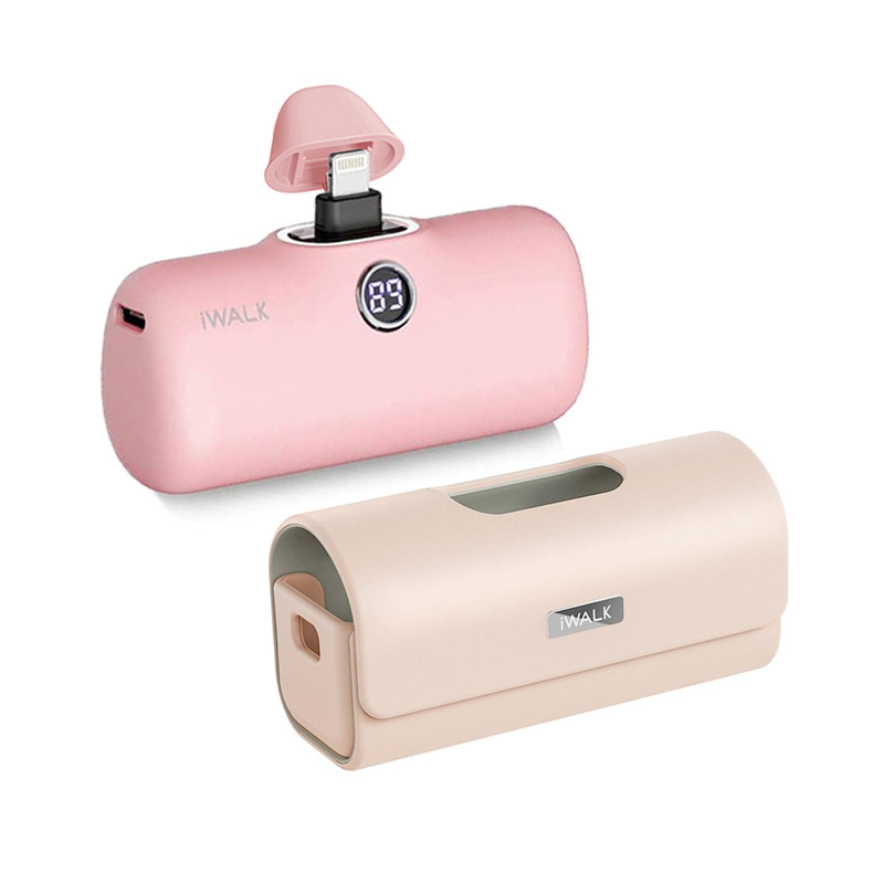 iWALK LinkPod ProPL+LinkPod Bag แบตสํารองไร้สายพร้อมกระเป๋าเคสใช้ได้กับiPhoneเกือบทุกรุ่น Pink-PinkBag