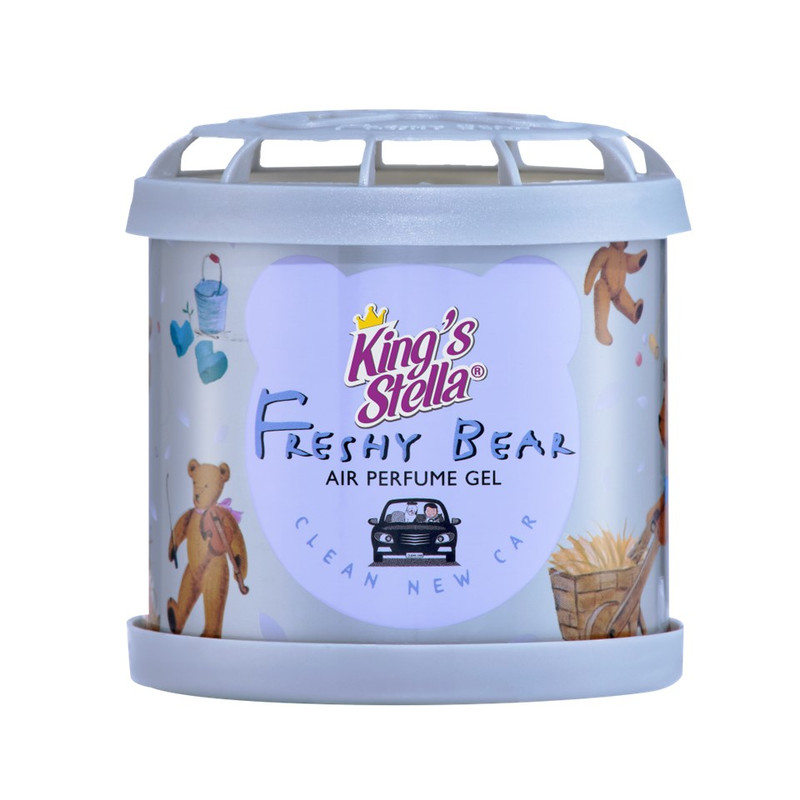 King's Stella (คิงส์สเตลล่า) Freshy Bear Gel  น้ําหอมหมีคิงส์ น้ําหอมติดรถยนต์ เจลน้ําหอมปรับอากาศ หอมฟุ้ง หอมนาน 80 g Clean New Car(สีเทา)