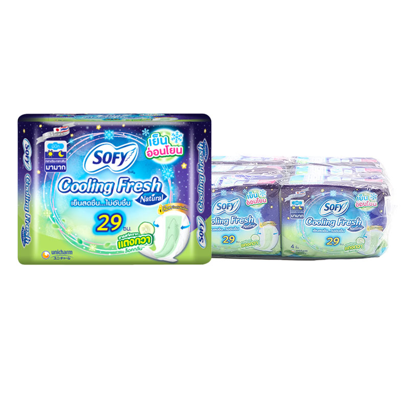 SOFY Cooling Fresh Natural Overnight Sanitary Pad 29 cm 4 pcs x 6