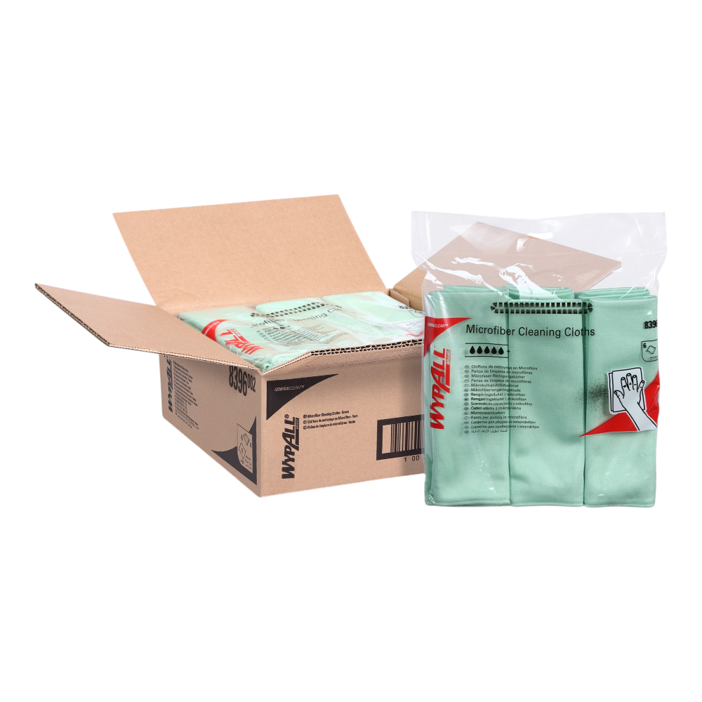 WYPALL Microfiber Cloths - Code 8396 - Polyamide Yarn - Reusable Wiper - 40 x 40 CM. - Green - 4 x 6 Pieces