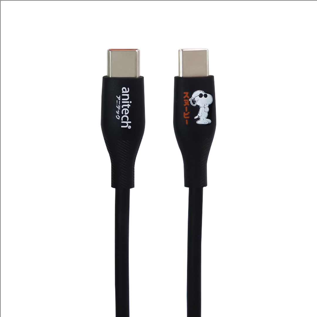 AnitechXSnoopy3 สายชาร์จโทรศัพท์ Type-C to Type-C รุ่น SNP-C001-BK กําลังไฟ 60w  ความยาวสาย : 1 เมตร