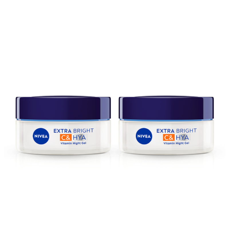 NIVEA EXTRA BRIGHT C & HYA Vitamin Night Gel 50ML x2