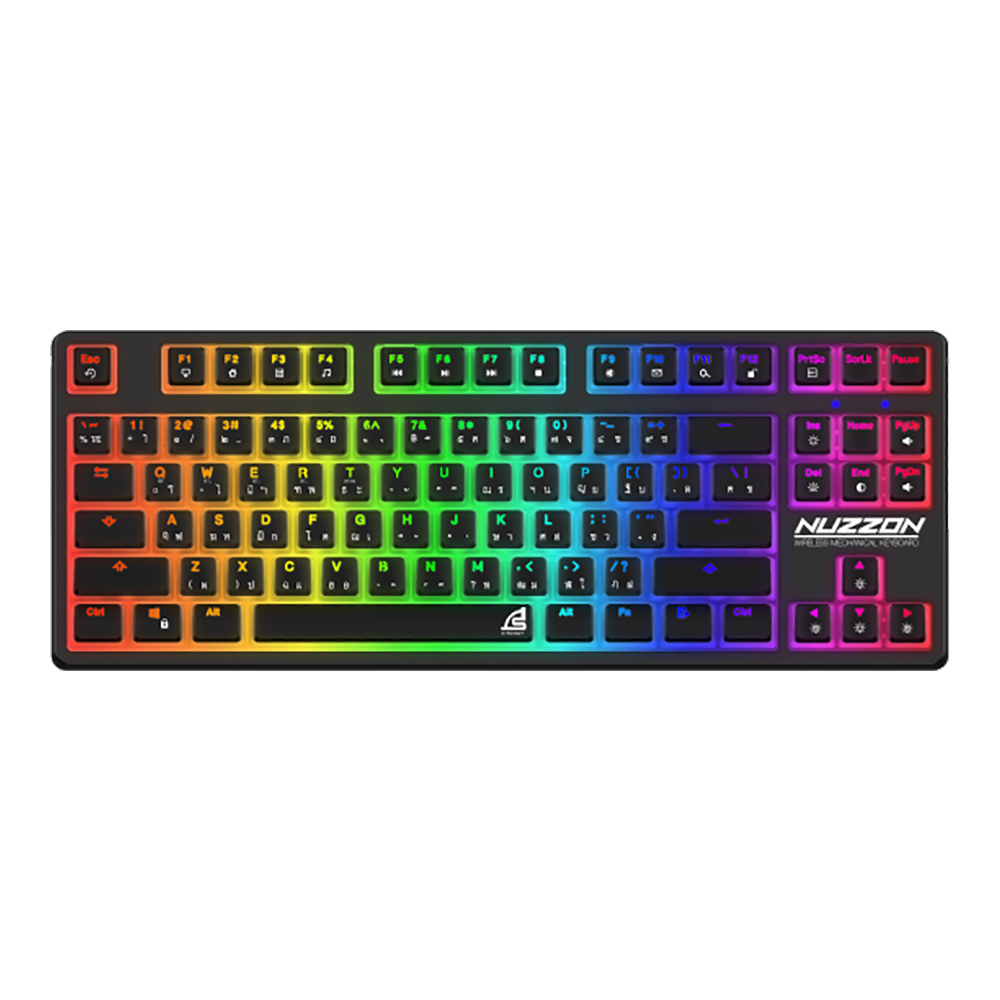 SIGNO WIRELESS KEYBOARD (คีย์บอร์ดไร้สาย) KB-751BLK NUZZON (BLACK) (RED OPTICAL SWITCH - RGB LED - EN/TH)