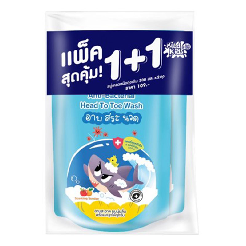 BABI MILD Liquid Soap Head to Toe Wash Mild Kids Sparkling Sundae 200 ml x 1+1