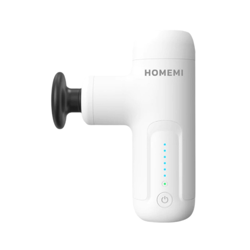 Homemi ปืนนวดพกพาไร้สาย Massager Gun รุ่น หัวธรรมดาและหัวประคบร้อน-เย็น นวดกล้ามเนื้อ นวดกดจุด ขาว-ธรรมดา(028-P-WH)