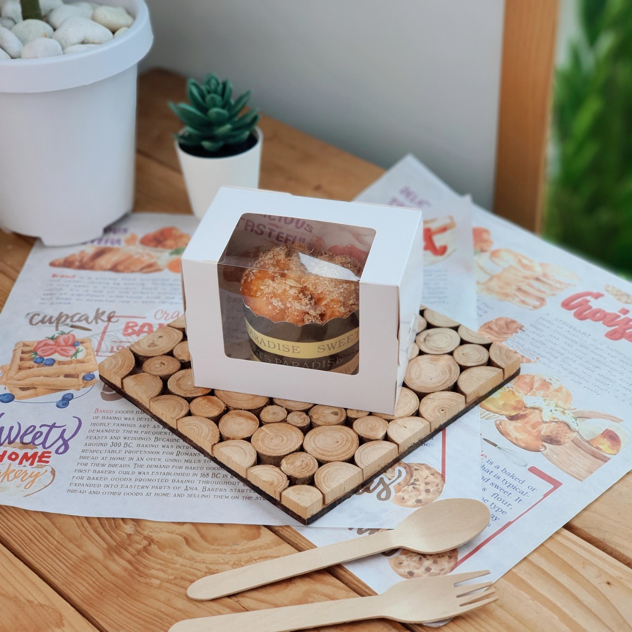 GoodBoxPack กล่องเค้ก 1 ชิ้น หน้าต่างกว้าง ขาว แพ็ค 20 ใบ | Makro PRO