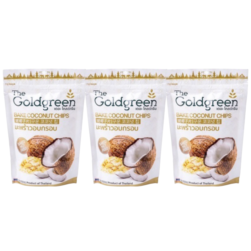 [แพคโปร3] The Goldgreen - มะพร้าวอบกรอบ BAKE COCONUT CHIPS 50 กรัม
