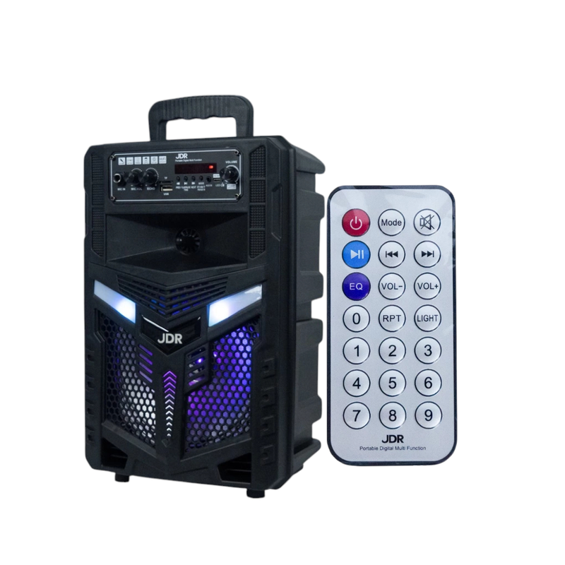 JDR ลําโพงบลูทูธ 8 นิ้ว รุ่น JR-803 เบสหนัก แถมไมโครโฟนสาย มีแบตเตอรี่ ล้อลาก bluetooth