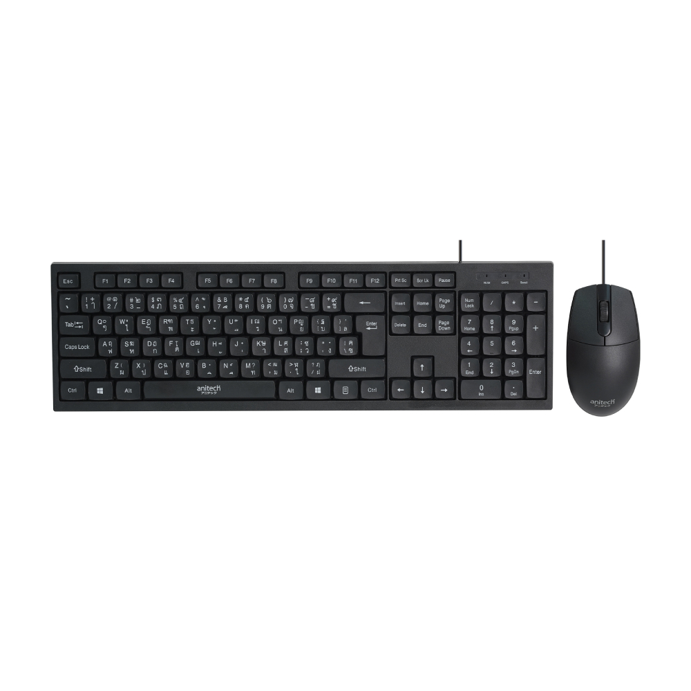 ANITECH Wireless Mouse + Keyboard PA815 TH/EN Black