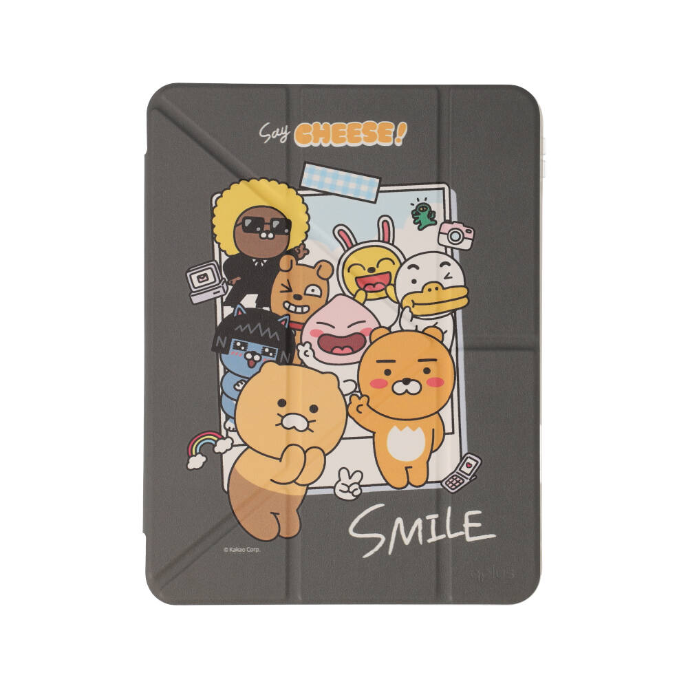 QPLUS x KAKAO Friends Case iPad Gen 10 2022 Y Model Say Cheese Grey