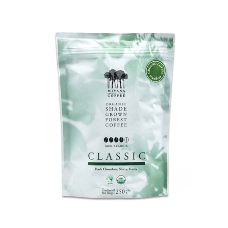 MIVANA ORGANIC ROASTED CLASSIC GROUND COFFEE 250G.