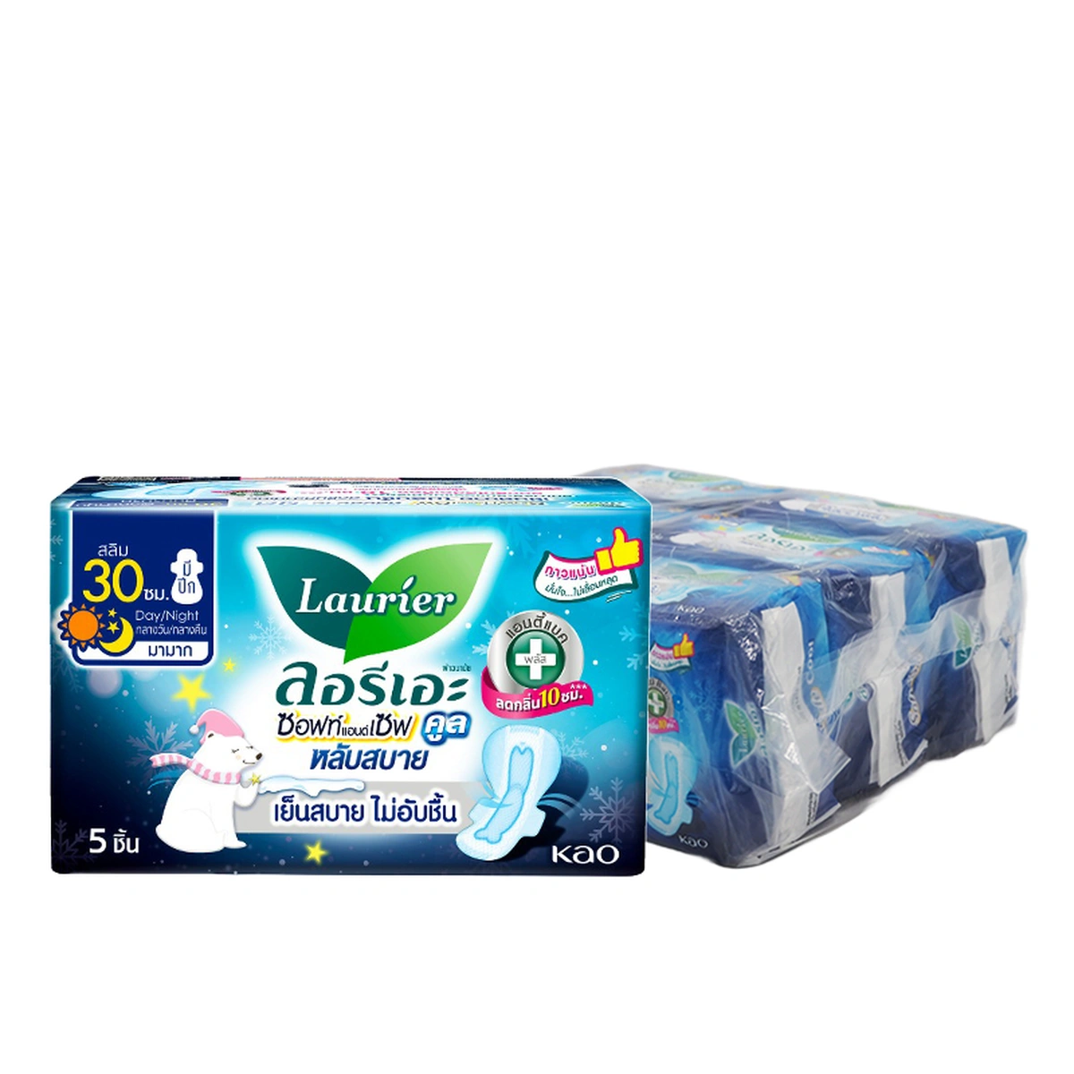 ลอรีเอะ ซอฟท์แอนด์เซฟ ไนท์คูล ผ้าอนามัย 30 ซม. 5 ชิ้น x 6