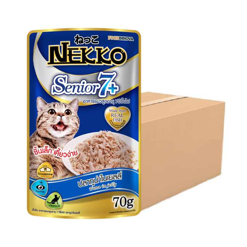 Nekko Senior 7+ อาหารแมวสูงอายุ 7 ปีขึ้นไป ปลาทูน่าในเยลลี่ 70 g. x 48 ซอง