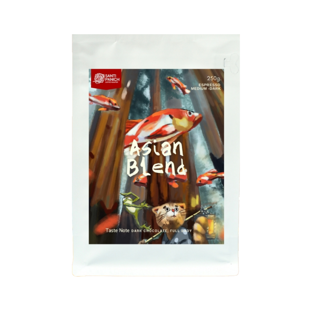 SANTIPANICH เมล็ดกาแฟคั่วแท้ Asian Blend (คั่วกลางเข้ม) ไม่บด 250 กรัม