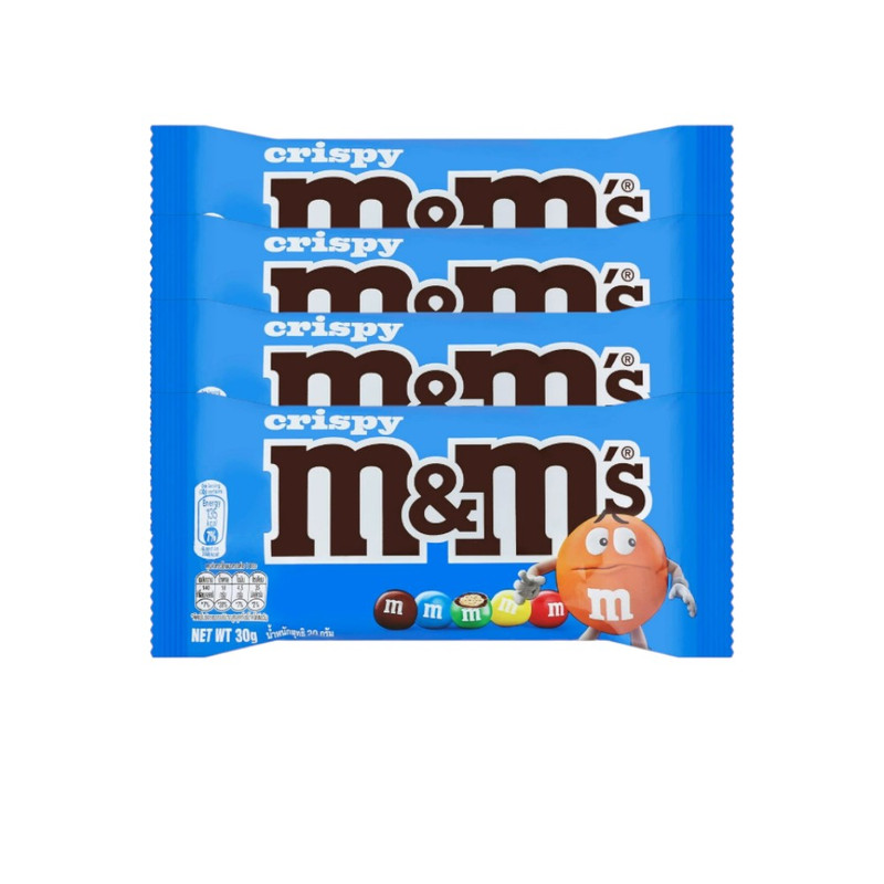 [แพ็ก 4 ชิ้น] M&M's Crispy เอ็มแอนด์เอ็ม คริสปี้ ช็อกโกแลตนมไส้ข้าวพอง 30 กรัม X4