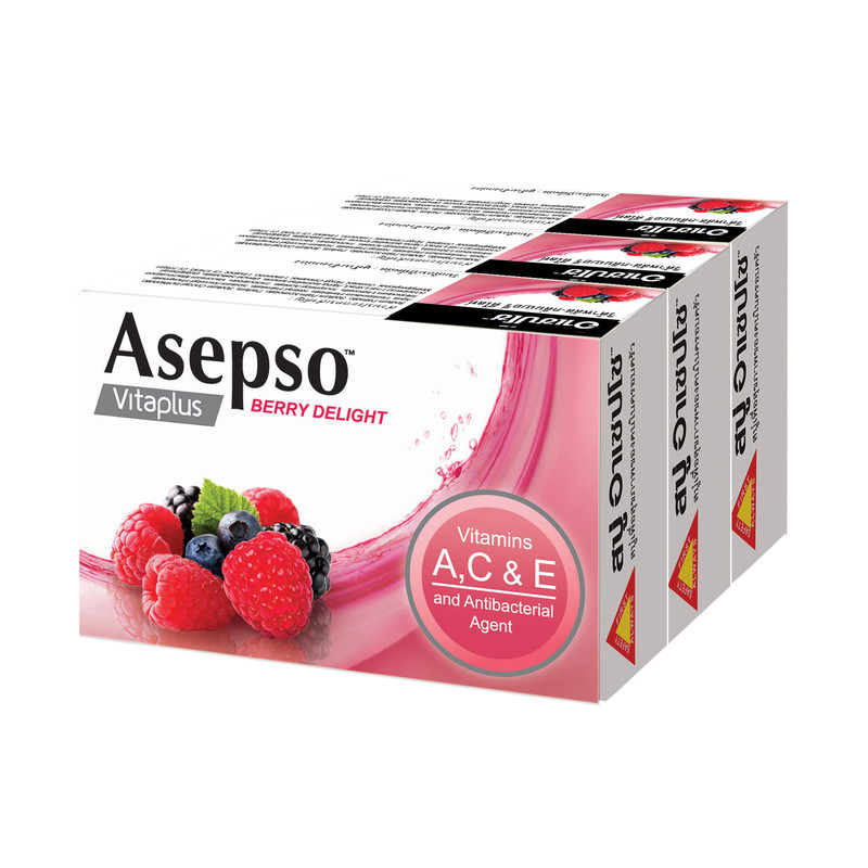 Asepso Vitaplus Soap Berry Delight 70g (3 Bars/pack)