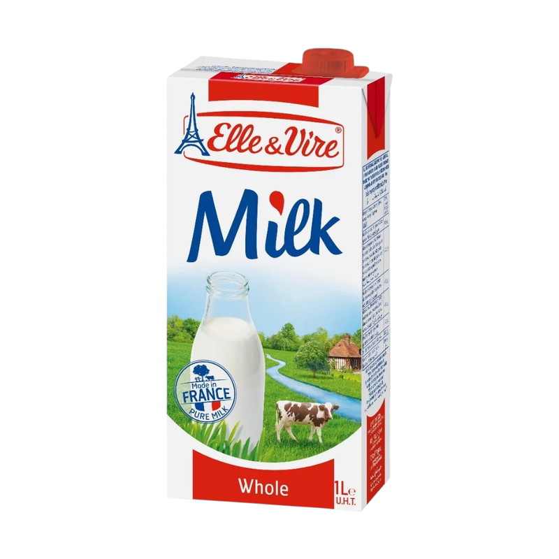 Elvire UHT.Whole Milk 1Litre (100% cow s milk)/เอเล่แอนด์เวียร์ โฮล มิลค์ (น้ําโคยูเอชที) 1 ลิตร