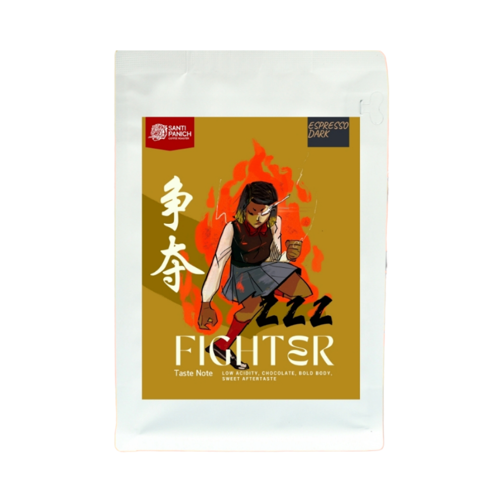 SANTIPANICH Fighter เมล็ดกาแฟคั่วแท้ 222 (คั่วเข้ม) ไม่บด 250 กรัม
