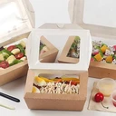 Thumbnail 3 of BIOPACK กล่องข้าว (970 มล,50 ใบ) กล่องใส่อาหาร กล่องกระดาษ กล่องอาหารคราฟ มีหน้าต่าง 2 ช่อง