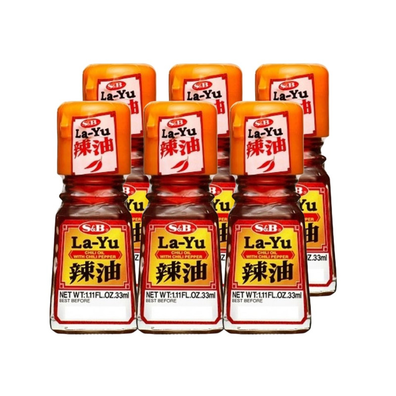 S & B La-Yu Chili Oil with Chili Pepper - Code 6670 - (Made in Japan) 33ml x 6 bottles