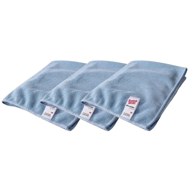 3M ผ้าเช็ดทำความสะอาด ผ้าไมโครไฟเบอร์ สีฟ้า ขนาด 36 x 36 ซม. จำนวน 3 ผืน