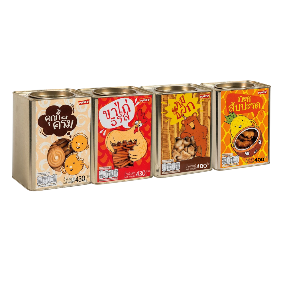 PENNY-O Coconut Pineapple Snack 400g and Chocolate Filled Bear Biscuits Snack 400 g and Bread Sticks Snacks 5 Flavors 430 g and Cookie Cream-filled Snack 430 g(Mixed All Flavor)