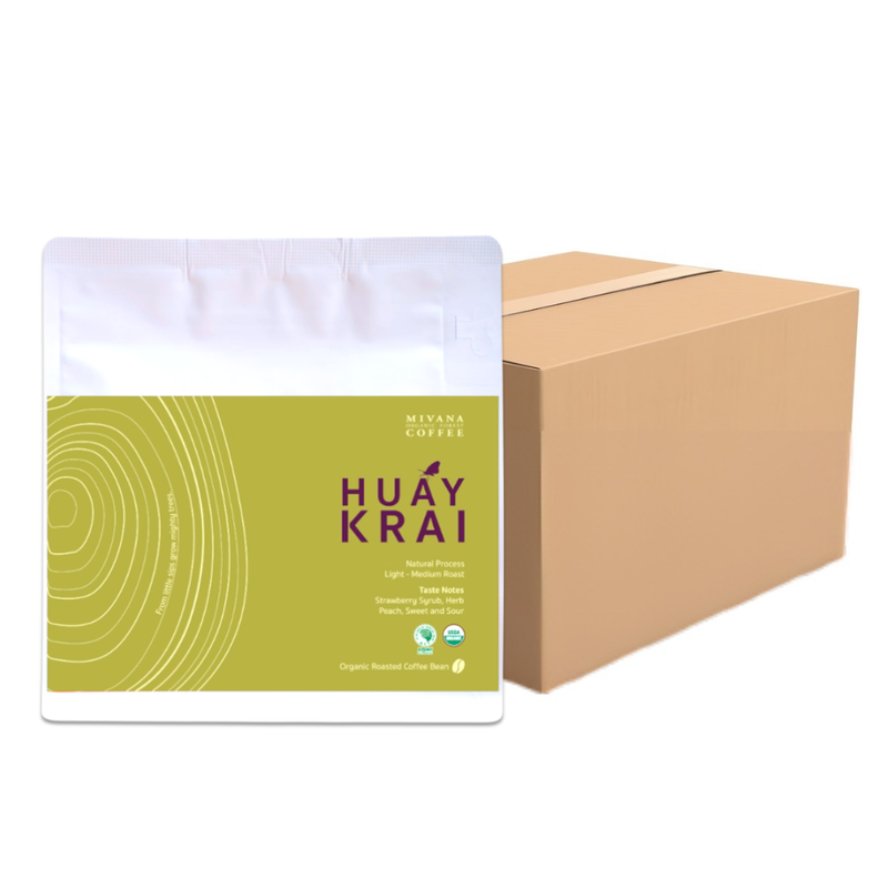 MIVANA COFFEE - HUAY KRAI (LIGHT-MEDIUM ROAST) ORGANIC ARABICA ROASTED COFFEE BEANS 100g. X5