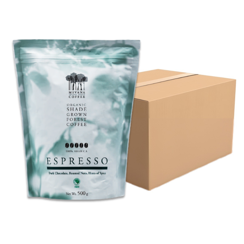 MIVANA ORGANIC ROASTED ESPRESSO BEANS 500G. X6