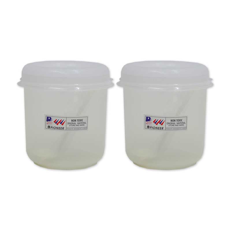 PIONEER Plastic Round Box+Lid+Spoon 1.95 l x 2