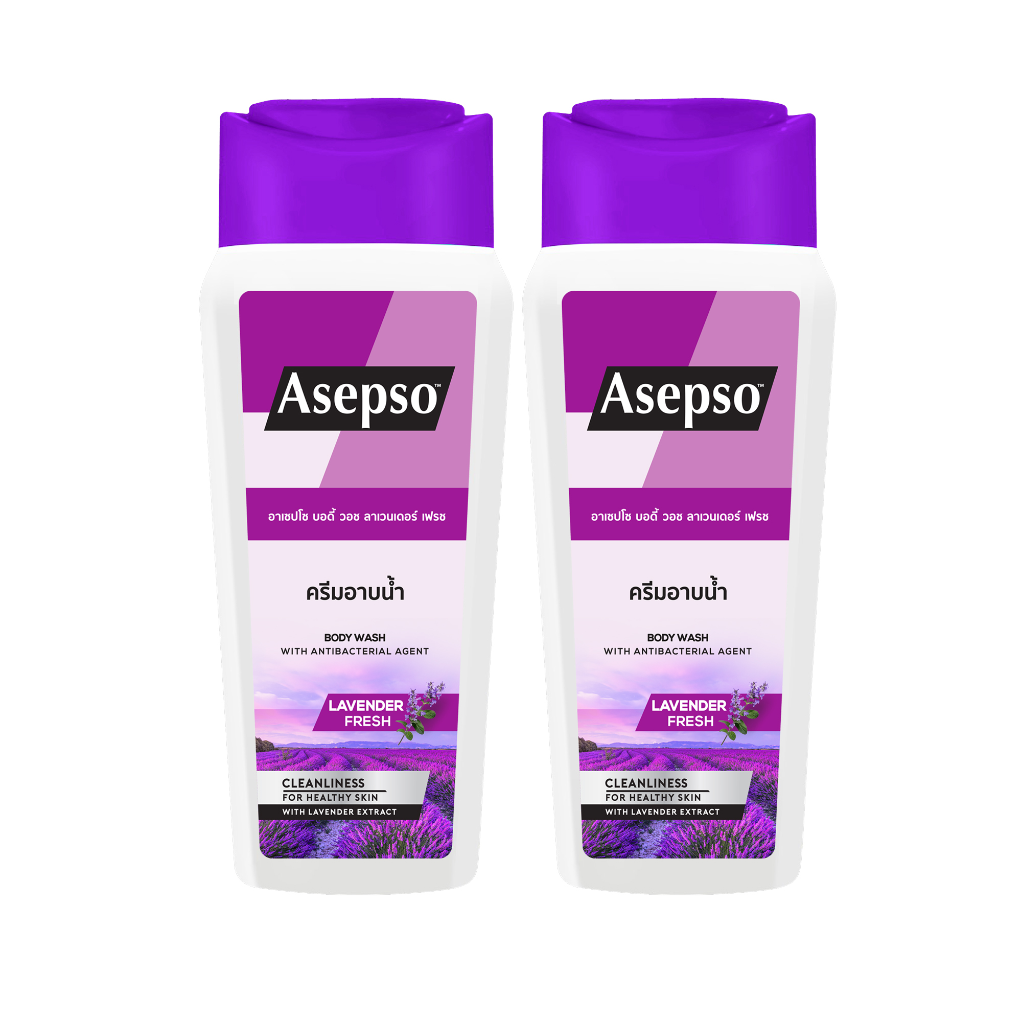 Asepso Body Wash - Lavender Fresh 200 ml  1 Pack (2 Bottles/pack)