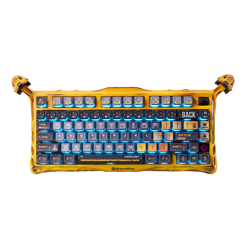 GRAVASTAR WIRELESS KEYBOARD (คีย์บอร์ดไร้สาย) MERCURY K1 PRO (BATTLE-WORN YELLOW) (KAILH SPEEDY MINT LINEAR SWITCH EN)
