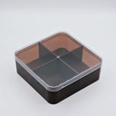 Thumbnail 1 of Jomphan กล่องสี่เหลี่ยมสี่ช่องบรรจุอาหาร V.04 (สีช็อคโกแลต)