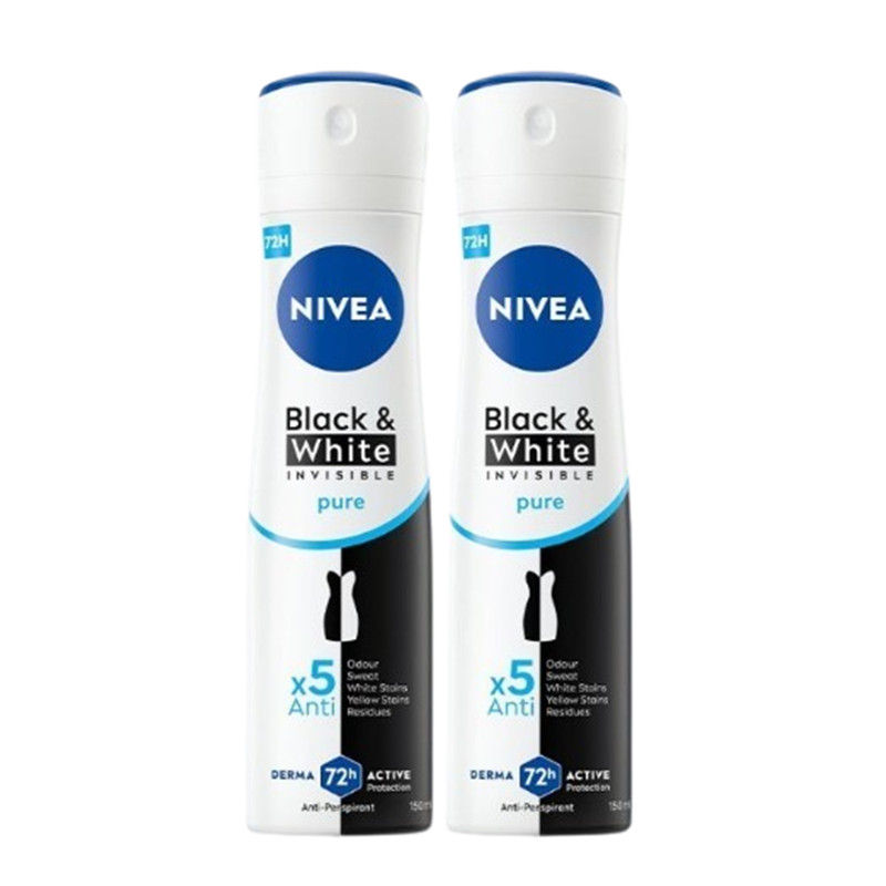 NIVEA Black and White Invisible Pure Spray 150 ml. x 2