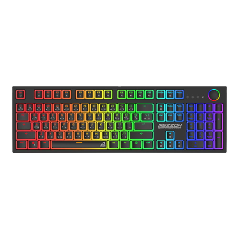 SIGNO KEYBOARD (คีย์บอร์ด) KB-752BLK MEZZON (BLACK) (RED OPTICAL SWITCH - RGB - EN/TH)
