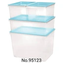 Thumbnail 1 of ดับเบิ้ลล็อค กล่องอเนกประสงค์ สีเบจ/สีฟ้า 4 ใบ/ชุด