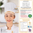 Thumbnail 4 of หมวกกุ๊กสากล หมวกเชฟ หมวกพ่อครัว  สีขาวกุ๊นทอง หัวเปิด 7.5 นิ้ว (FSC0331)

ชนิดผ้า : ผ้าคอมทวิวอย่างดี (poly65% - rayon35%) ทนต่อการใช้งาน