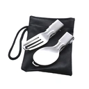 Thumbnail 1 of ชุดช้อนส้อมสแตนเลสพับได้พกพา || Stainless Steel Foldable Cutlery Set (Fork - Spoon)