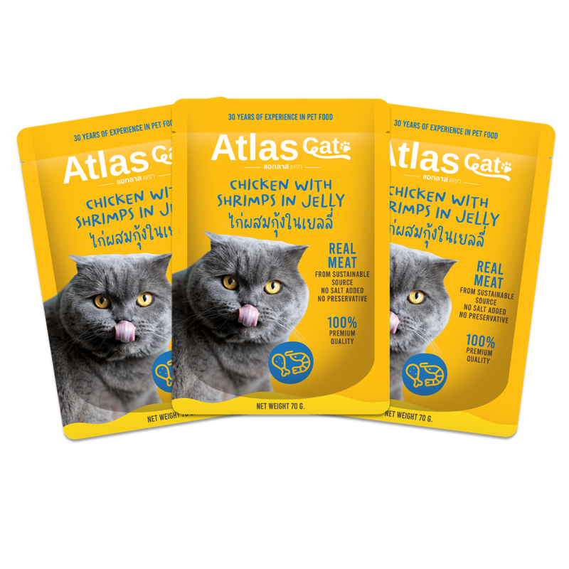 ATLAS CAT CHICKEN WITH SHRIMPS IN JELLY (70G.) x3