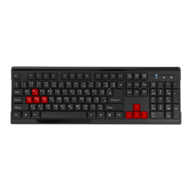 KEYBOARD (คีย์บอร์ด) NUBWO NK-015 QUIET (BLACK-RED) (RUBBER DOME) (EN/TH)