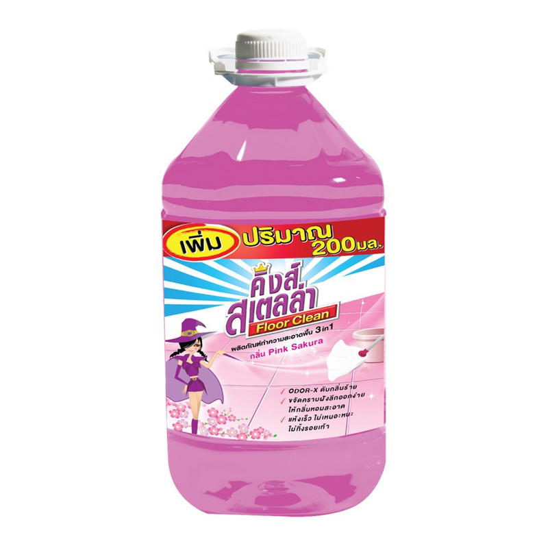 King's Stella (คิงส์สเตลล่า) Floor Clean น้ํายาถูพื้น น้ํายาทําความสะอาดพื้น ขจัดกลิ่นอับ คราบมัน แห้งเร็ว ไม่เหนอะหนะ5000 Pink Sakura