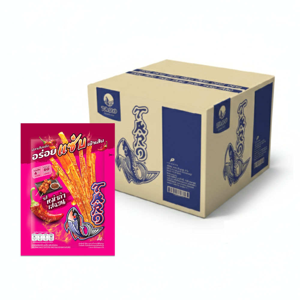 TARO BRAND  SAUCE COATED FISH SNACK MALA SICHUAN FLAVOURED 18G. X36