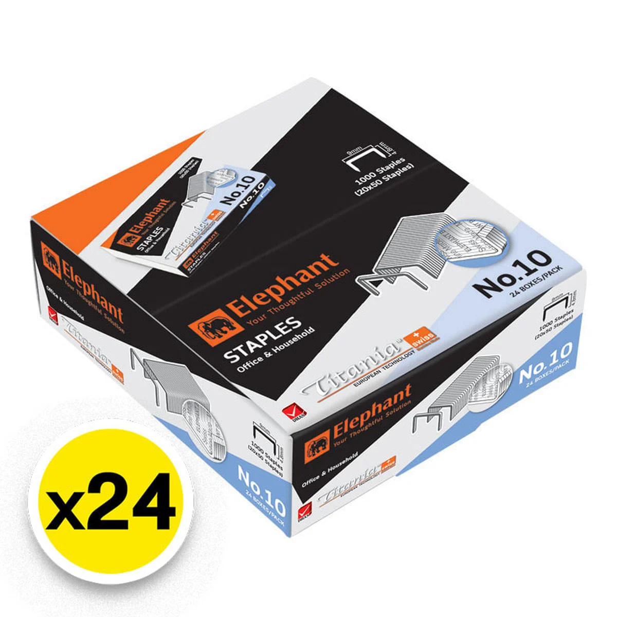 ตราช้าง ลวดเย็บไททาเนียม เบอร์ 10 x 24 กล่อง