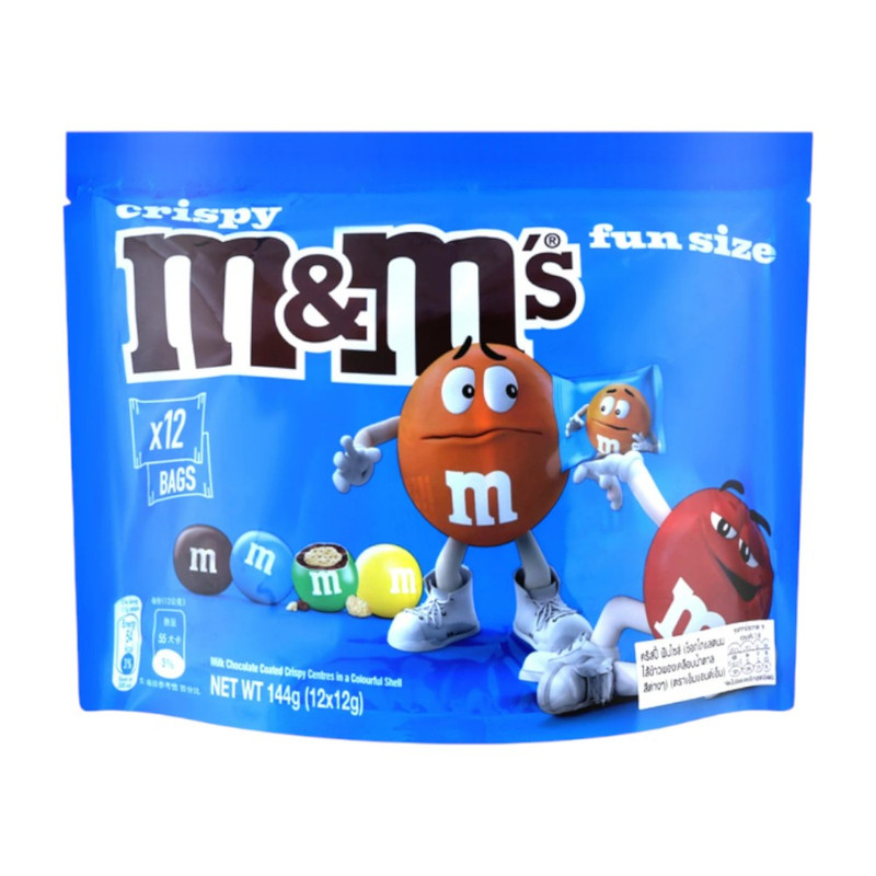 M&M's Crispy เอ็มแอนด์เอ็ม คริสปี้ ช็อกโกแลตสอดไส้ข้าวพอง ฟันไซส์ 144 กรัม