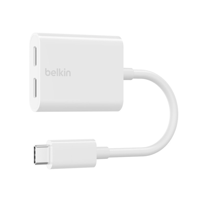 Belkin ที่เพิ่มพอร์ต Type-C 2 ช่อง สําหรับชาร์จแบตและเสียบหูฟัง เพื่อชาร์จ ฟัง คุย และสตรีมเกม รุ่น F7U081