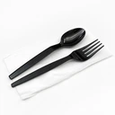 Thumbnail 1 of Grow ชุดเซ็ต 3 ชิ้น สีช้อน/ส้อม/ทิชชู่ สีดำ 1 ลัง 1,000 ชุด